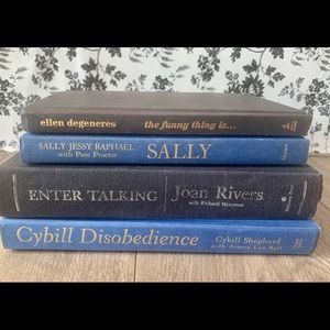 Set of 4 books blue/black book bundle for decor
